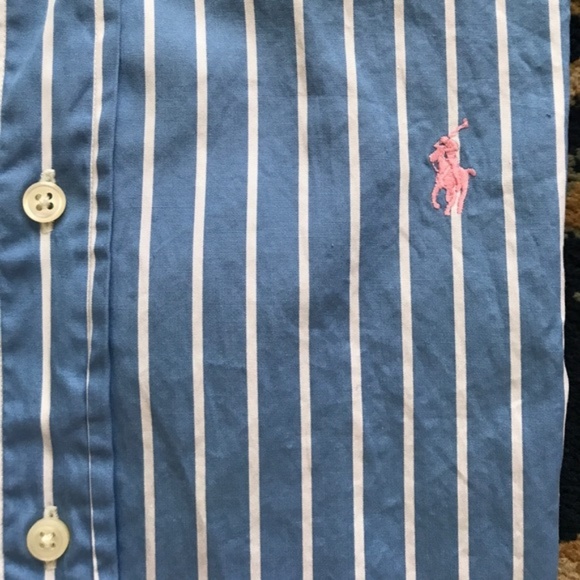 Polo Button Down Striped Men’s Classic Fit Pink Po - Picture 2 of 6